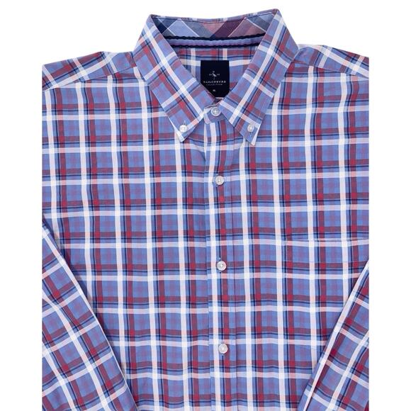 Tailorbyrd Mens Button Down Shirt Blue/Pink/White Plaid Size XL Chest Pocket EUC - Picture 4 of 9